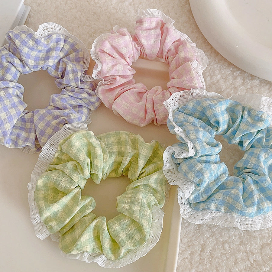 Women's IG Style Sweet Lattice Cloth Rib-Knit Lace Hair Tie