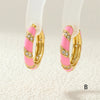 1 Pair IG Style Simple Style Commute Circle Enamel Inlay Copper Zircon 18K Gold Plated Earrings
