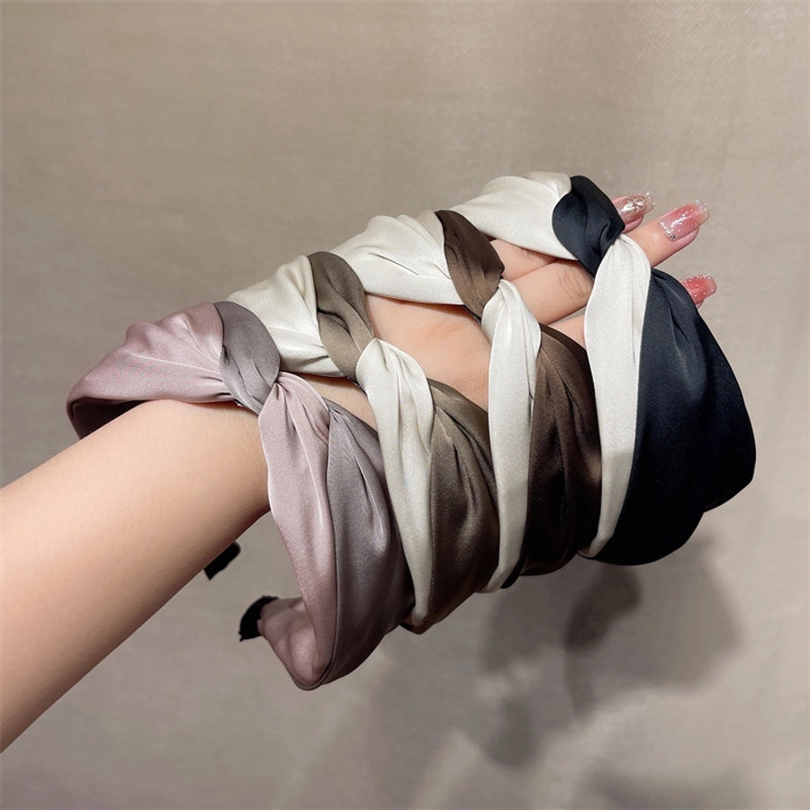 fashion color block satin hair band