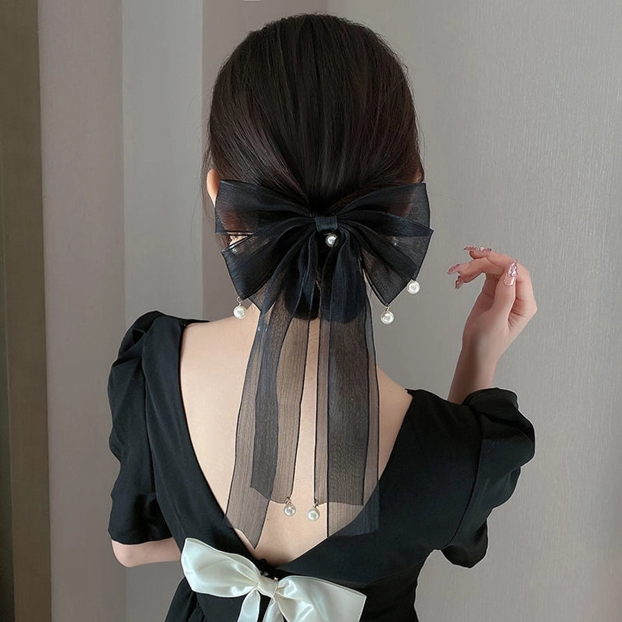 fashion bow knot cloth ribbon hair clip 1 piece