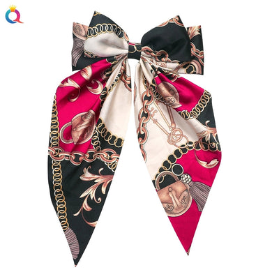 simple style bow knot cloth printing hair clip 1 piece