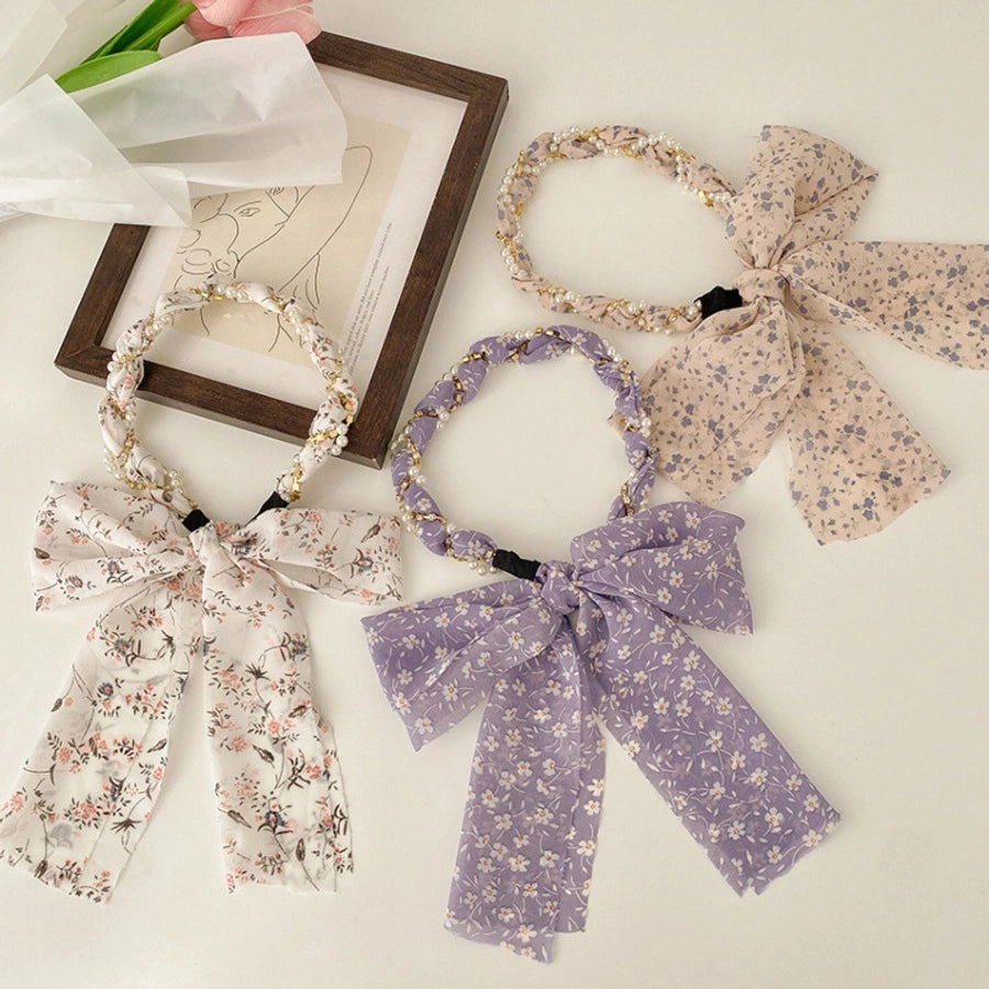 fairy style basic modern style ditsy floral bow knot synthetic yarn hair band