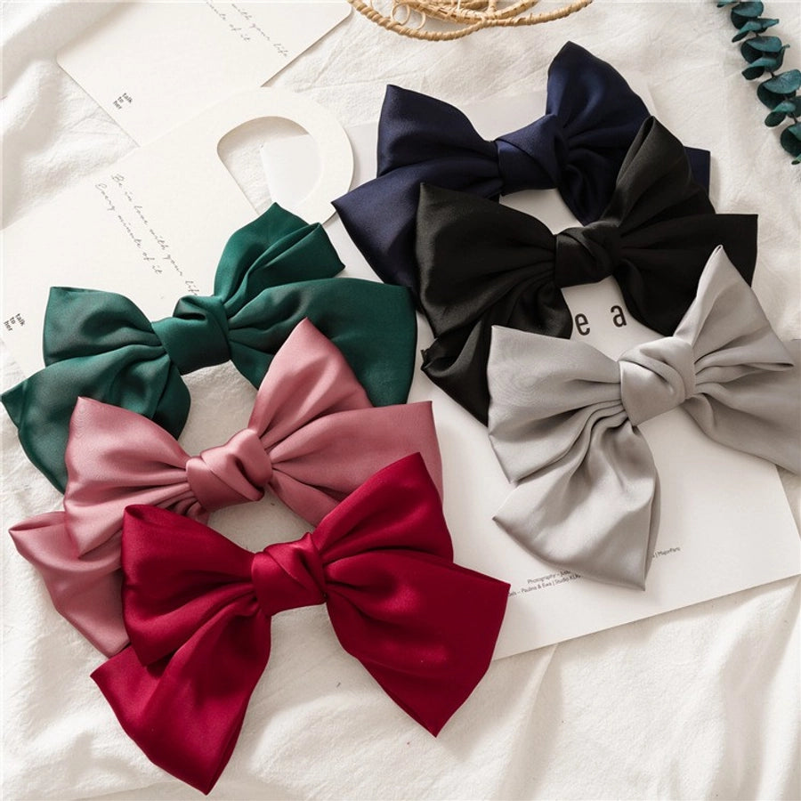preppy style bow knot cloth hair clip 1 piece