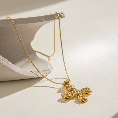 Jewelry Classic Style Cross Rose 304 Stainless Steel Pendant Necklace