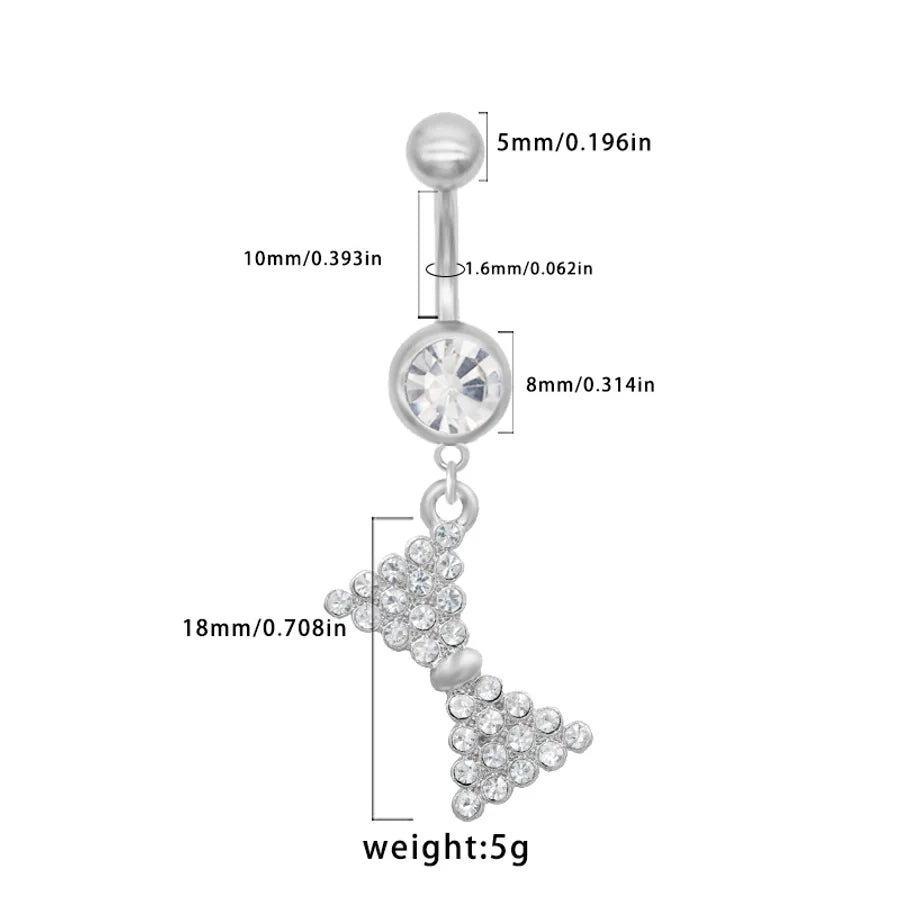 1 Piece Belly Rings Sexy Classic Style Snowflake 316 Stainless Steel  Alloy Plating Rhinestones Glass 18K Gold Plated White Gold Plated