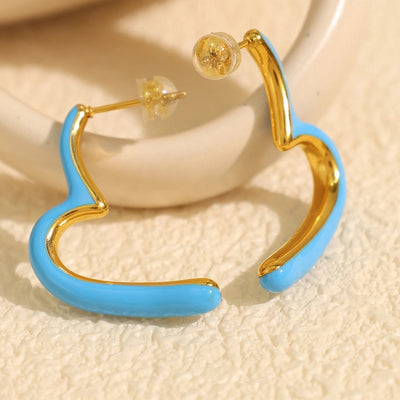 1 Pair IG Style Geometric Polishing Enamel Plating 304 Stainless Steel 18K Gold Plated Ear Studs