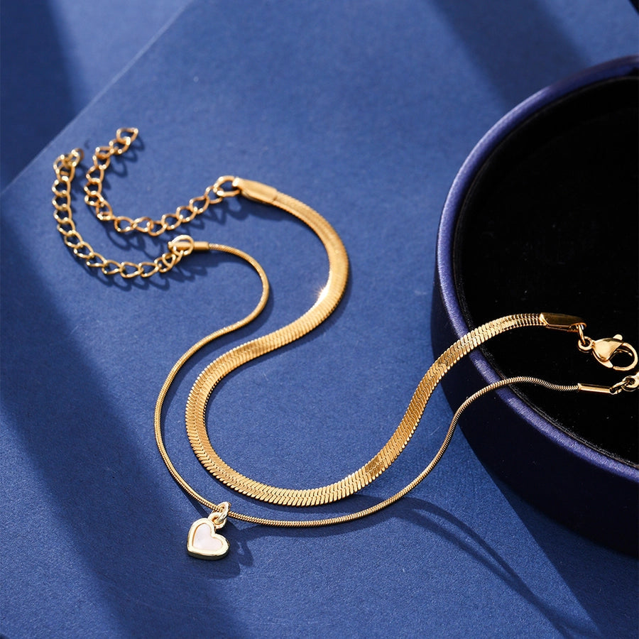 304 Stainless Steel Copper Inlay Heart Shape Zircon Bracelets