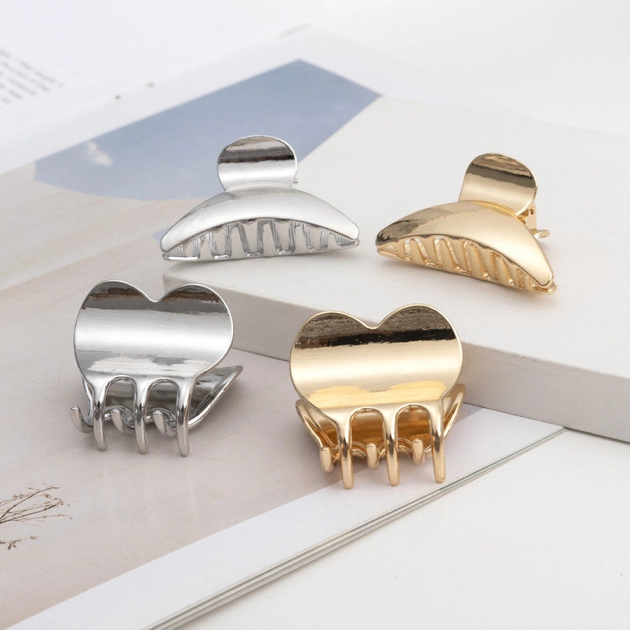 women's simple style solid color metal plating hair claws