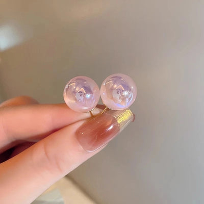 Pink Mermaid Ji Pearl Earrings  New Trendy Niche Design Sense Earrings Light Luxury Internet Celebrity Fashion Earrings