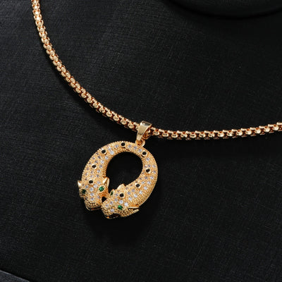 Hip-Hop Streetwear Cactus Tiger 304 Stainless Steel Copper Inlay Zircon K Gold Plated Unisex Pendant Necklace
