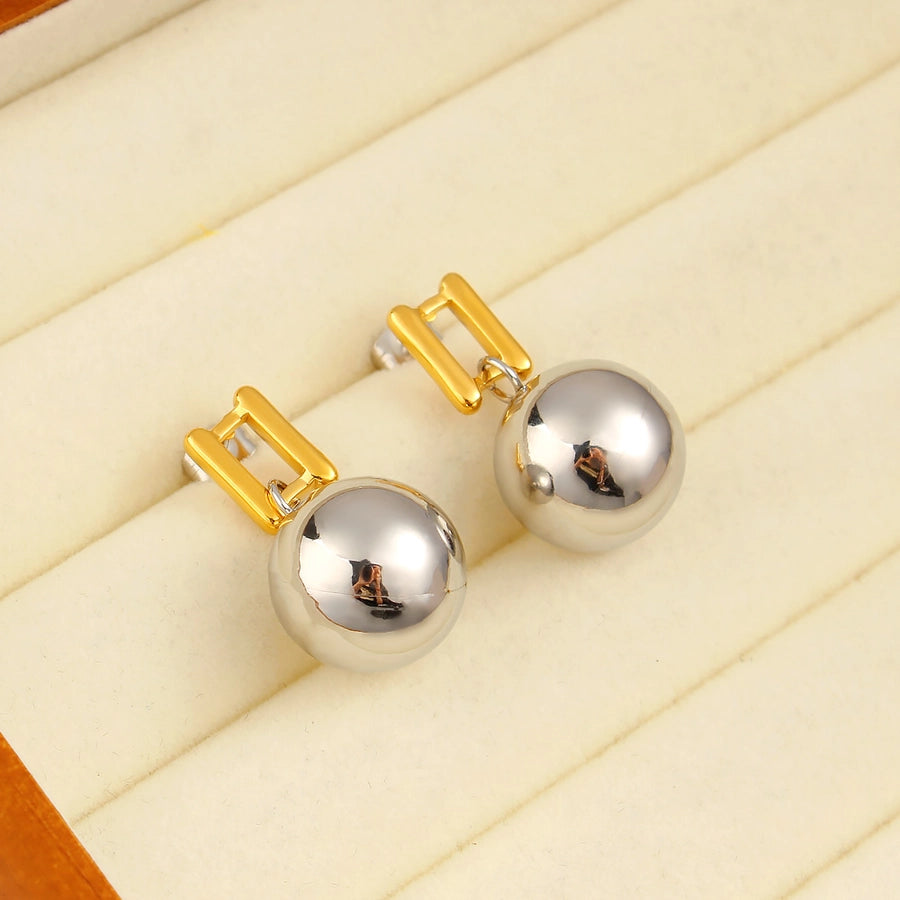 1 Pair Simple Style Classic Style Circle Rectangle 304 Stainless Steel 316 Stainless Steel  18K Gold Plated Drop Earrings
