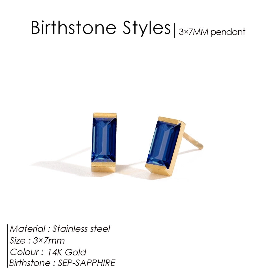 1 Pair Casual Vintage Style Classic Style Square Rectangle 304 Stainless Steel Birthstone Zircon Ear Studs