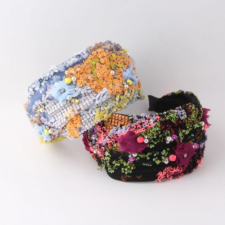 pastoral color block cloth patchwork hair band