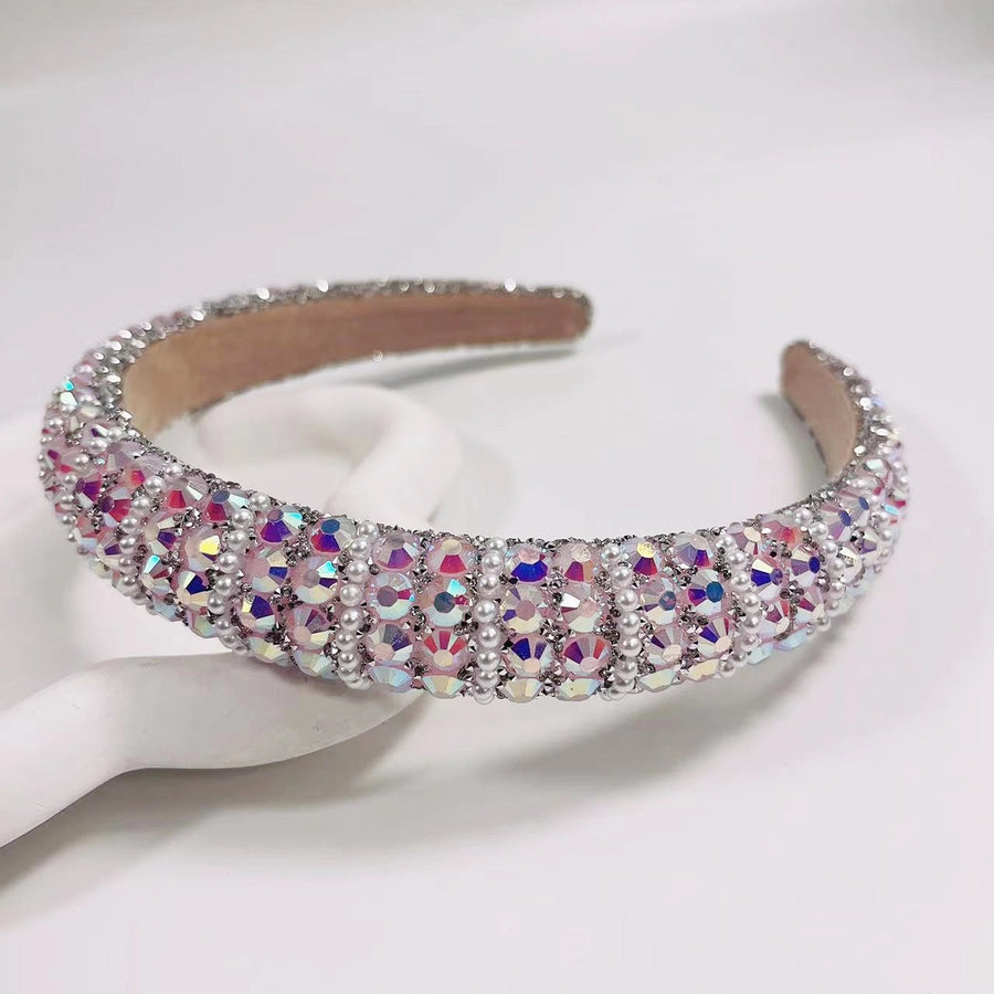 women's elegant lady geometric rhinestone hair band