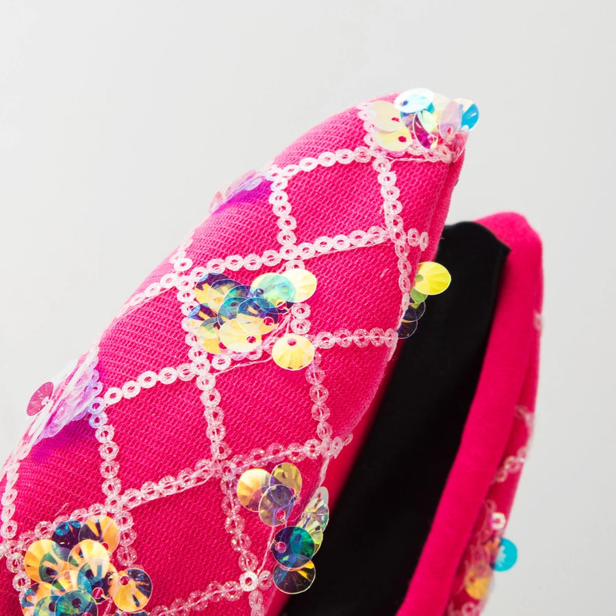 Women's Shiny Grid Sequin Cloth Inlay Sequins Hair Band