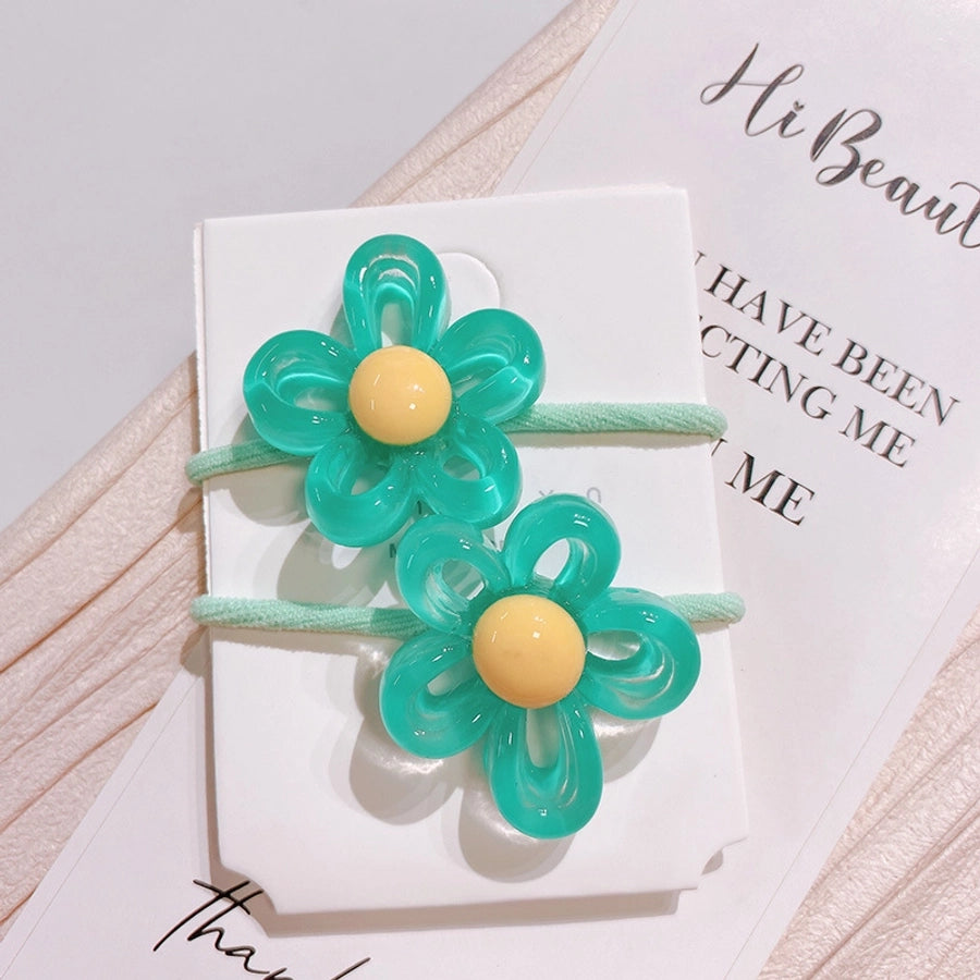 fashion flower mixed materials handmade hair tie 1 pair