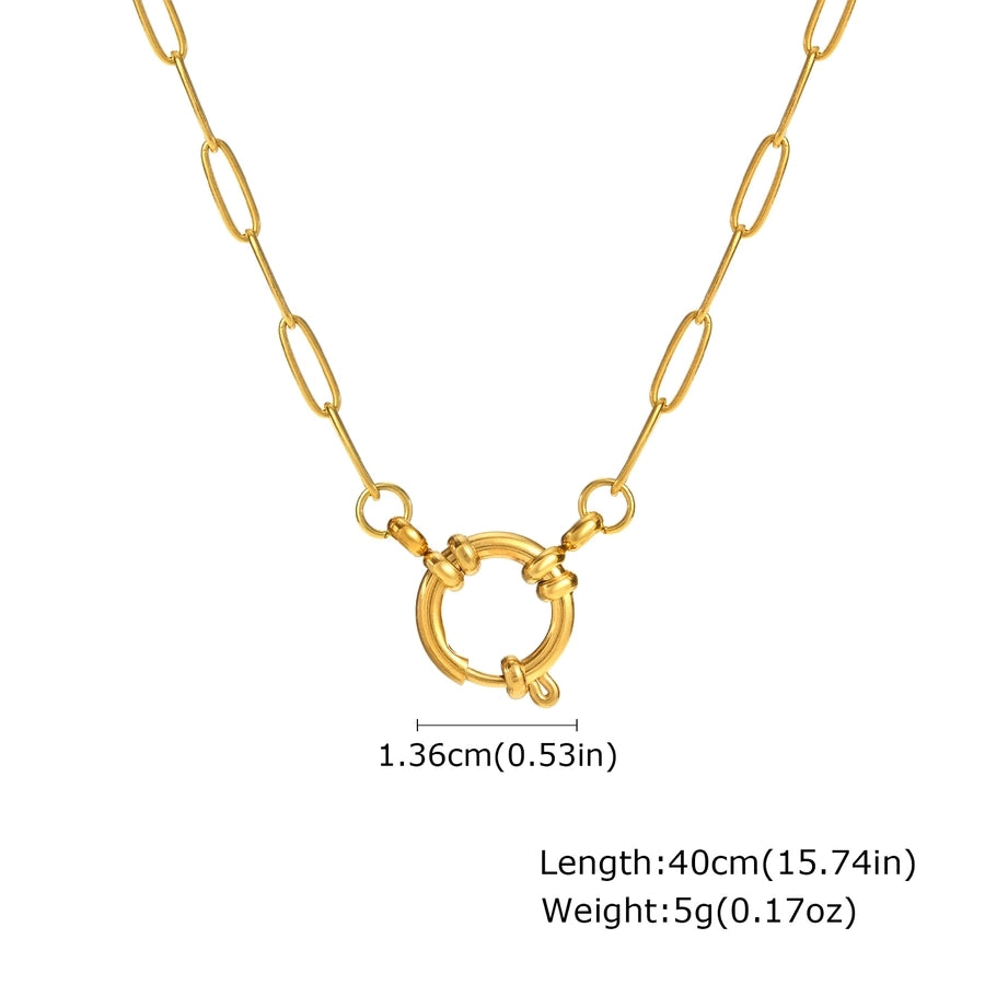 Jewelry IG Style Geometric 201 Stainless Steel 18K Gold Plated Pendant Necklace