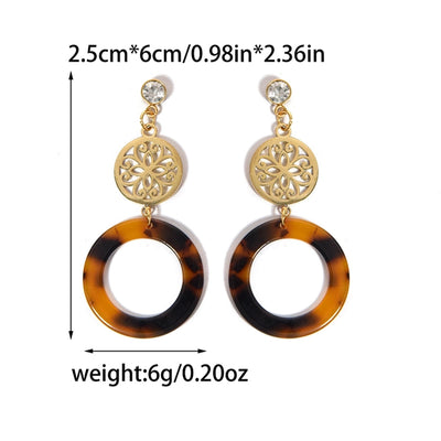 1 Pair Preppy Style Vacation Streetwear Geometric Plating Hollow Out 304 Stainless Steel Arylic 14K Gold Plated Drop Earrings