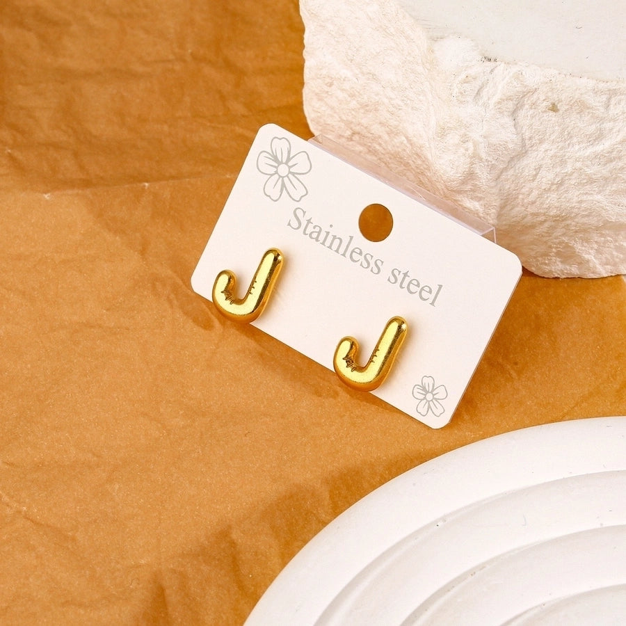 1 Pair Simple Style Classic Style Letter 304 Stainless Steel 18K Gold Plated Ear Studs