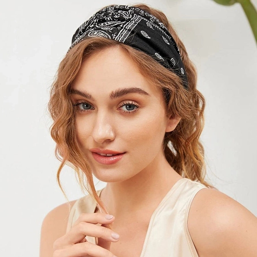 Hair Band Women's Bohemian Printed Headband Yoga Sports Sweat-absorbent Headscarf Cashew Flower Headwear Headband