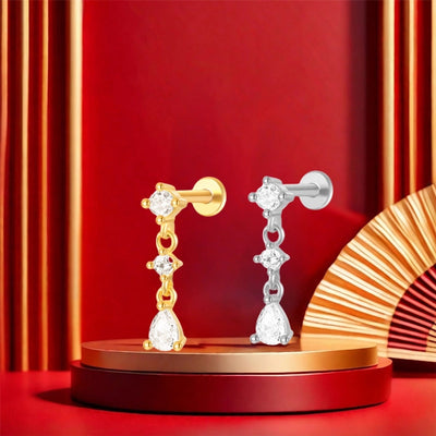 1 Piece Lip Rings Luxurious Classic Style Shiny Round Water Droplets Pure Titanium Titanium Alloy Zircon 14K Gold Plated White Gold Plated Lip Rings Ear Cartilage Rings & Studs