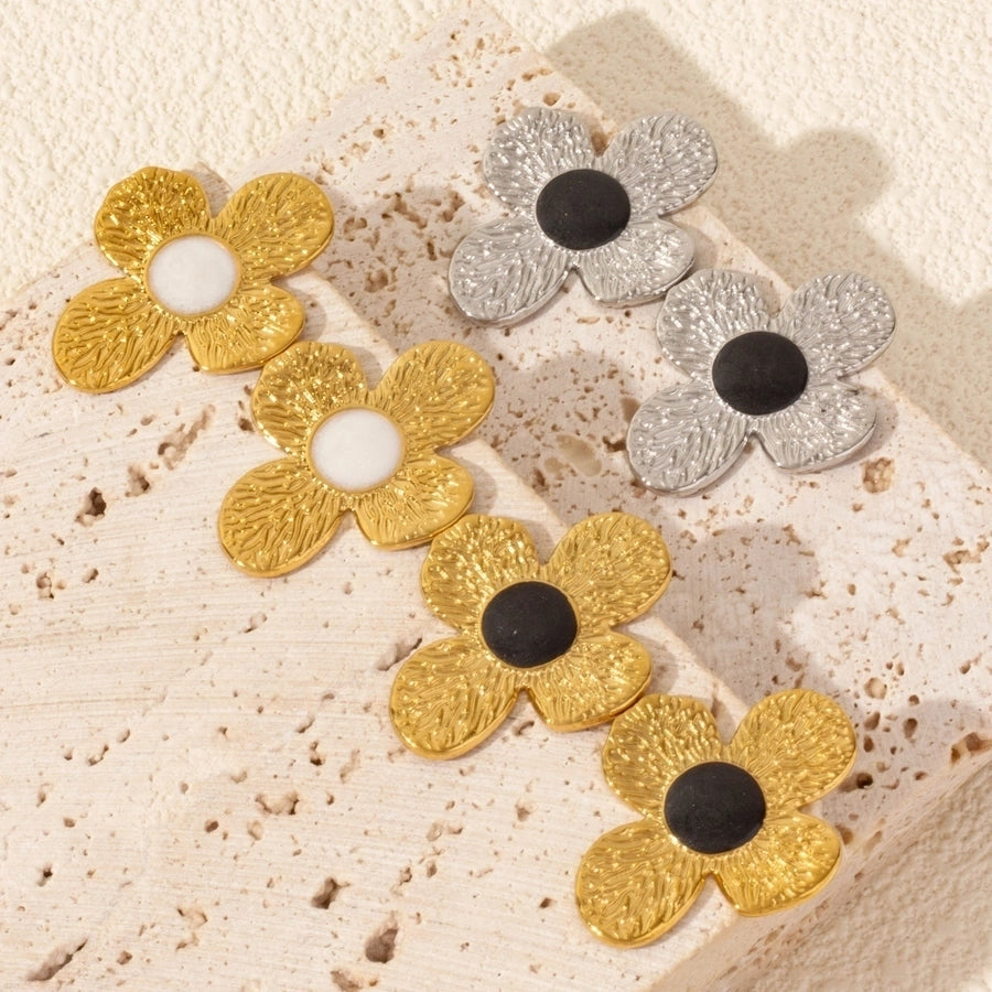 1 Pair Elegant Flower 304 Stainless Steel Ear Studs