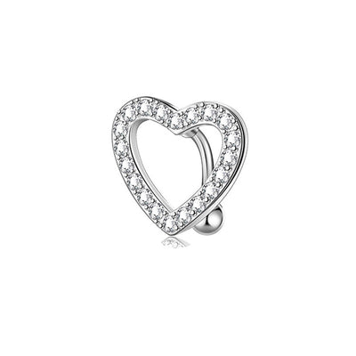 1 Piece 1 Set Belly Rings Hip-Hop Shiny Heart Shape 316L Stainless Steel  Copper Inlay Zircon Belly Rings