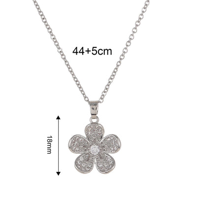Copper Flower Artificial Diamond Pendant Necklace