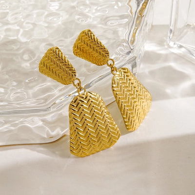 1 Pair IG Style Elegant Simple Style Trapezoid Coral 304 Stainless Steel 18K Gold Plated Drop Earrings