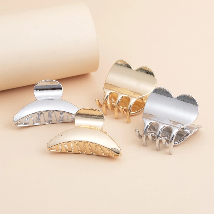 women's simple style solid color metal plating hair claws