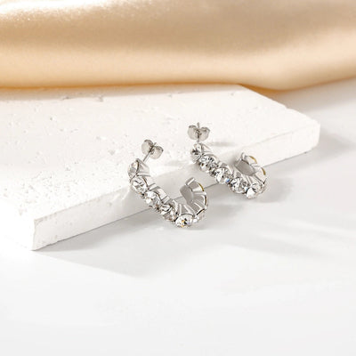 1 Pair Elegant C Shape 316 Stainless Steel  18K Gold Plated Ear Studs