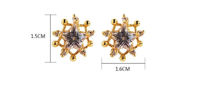 1 Pair Luxurious Queen Shiny Star Inlay Brass Zircon 24K Gold Plated Brass Earrings