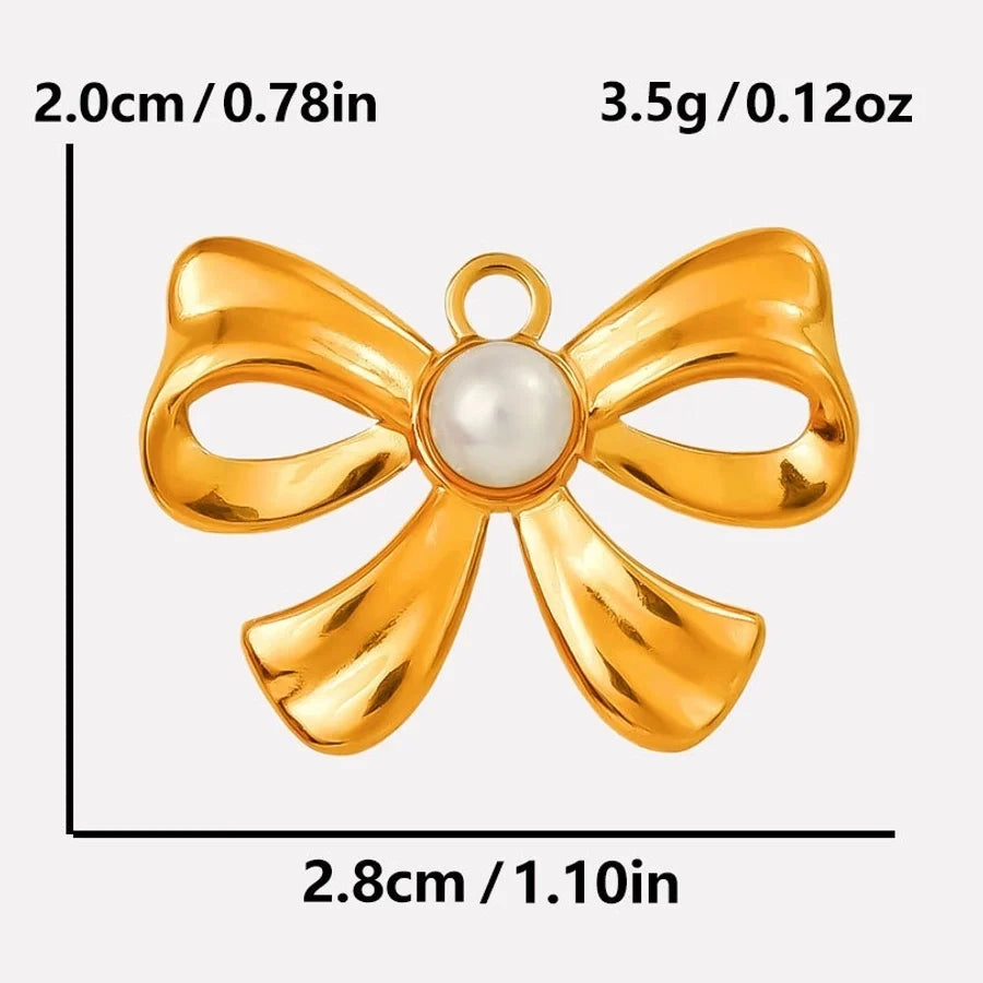 Jewelry Vintage Style Classic Style Bow Knot 304 Stainless Steel 18K Gold Plated Irregular Plating Pendant Necklace