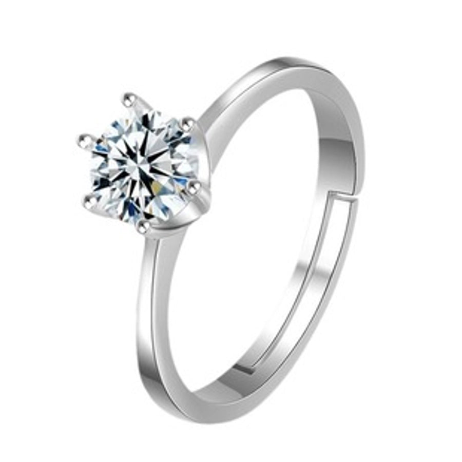 Copper Inlay Geometric Heart Shape Zircon Open Rings