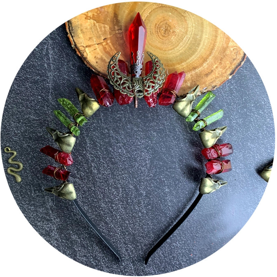 retro geometric crystal handmade hair band