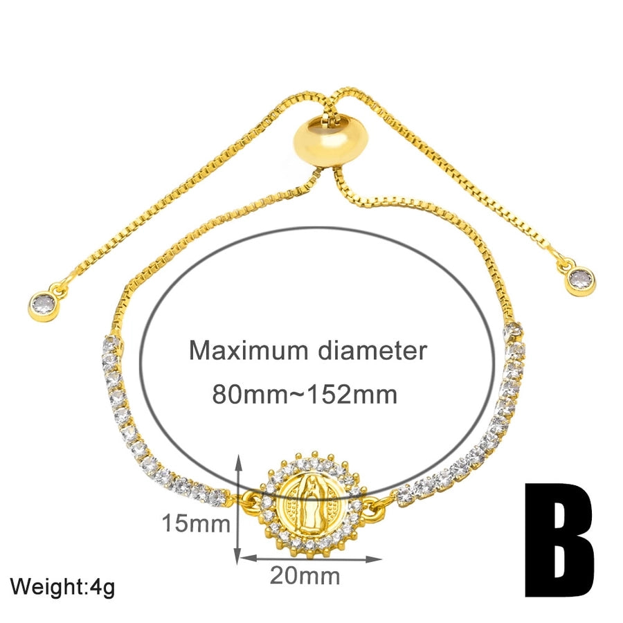 Copper Plating Inlay Pentagram Virgin Mary Zircon Bracelets