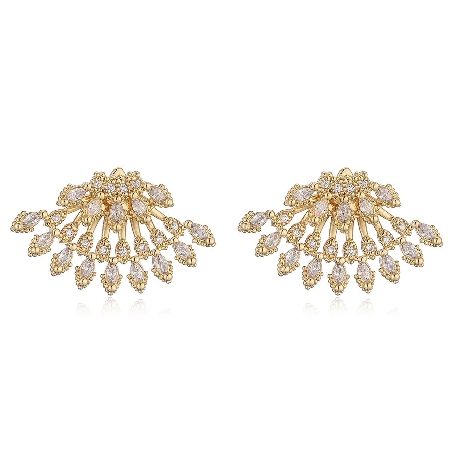 1 Pair Retro Simple Style Commute Butterfly Inlay Copper Zircon 18K Gold Plated Ear Studs