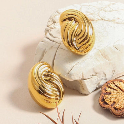 1 Pair Modern Style Simple Style Solid Color Spiral 304 Stainless Steel 18K Gold Plated Ear Studs