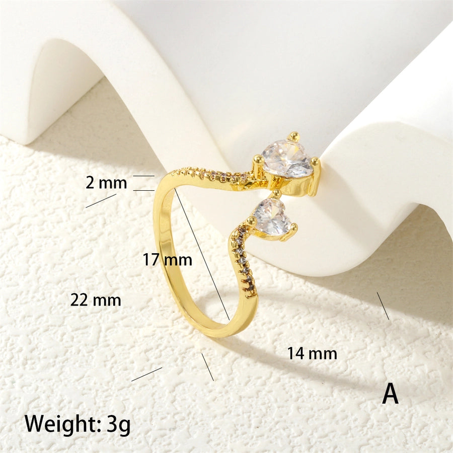 Jewelry Elegant Commute Heart Shape Copper Zircon Rings