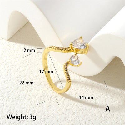 Jewelry Elegant Commute Heart Shape Copper Zircon Rings