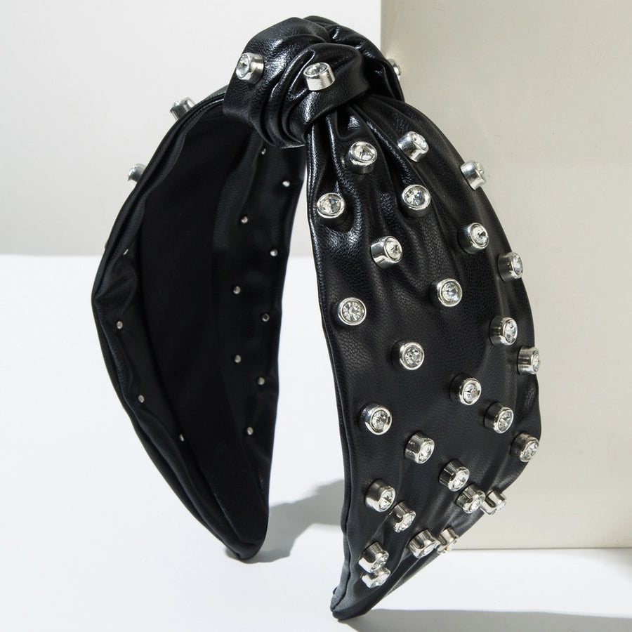 Women's Hip-Hop Punk Solid Color Pu Leather Alloy  Hair Band