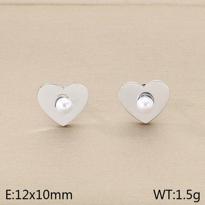1 Pair Vintage Style Square Heart Shape Hollow Out Inlay 304 Stainless Steel Pearl Zircon 18K Gold Plated Earrings