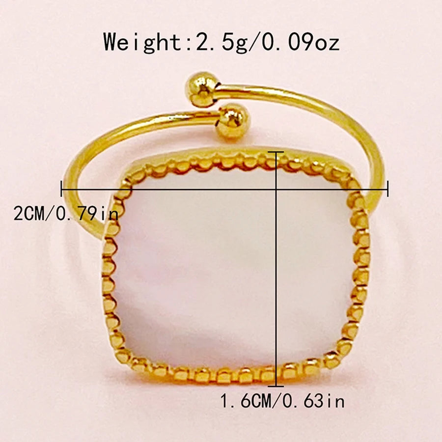 Jewelry Elegant Vacation Simple Style Sun Square Oval 304 Stainless Steel Shell 14K Gold Plated Inlay Open Rings