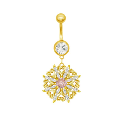 1 Piece Belly Rings Cute Sweet Star Heart Shape 316 Stainless Steel  Alloy Copper Inlay Rhinestones Zircon Gold Plated