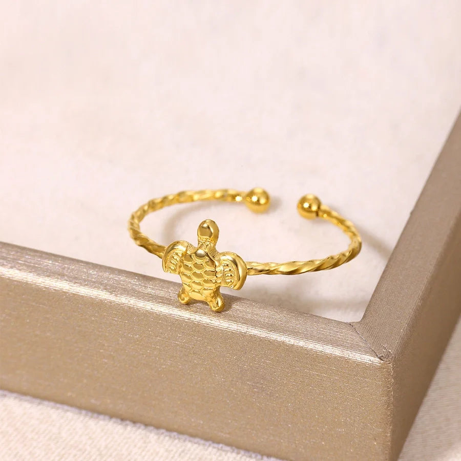 Jewelry Elegant Cute Streetwear Tortoise 304 Stainless Steel 18K Gold Plated Open Rings