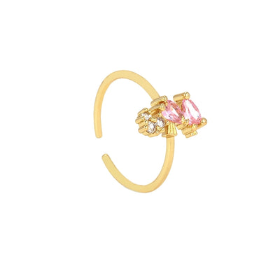 Copper Inlay Hippocampus Crab Fish Zircon Open Rings