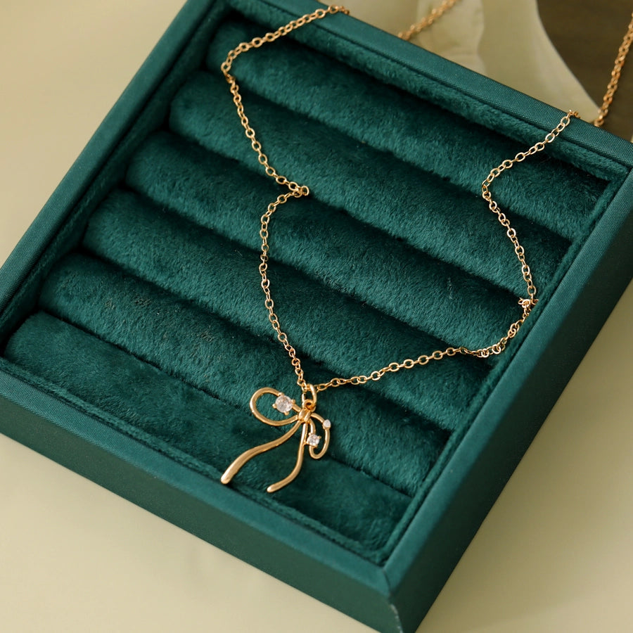 Copper 18K Gold Plated White Gold Plated Asymmetrical Big Bow Bow Knot Zircon Jewelry Set