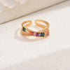 Copper 18K Gold Plated Irregular Inlay Geometric Zircon Open Rings