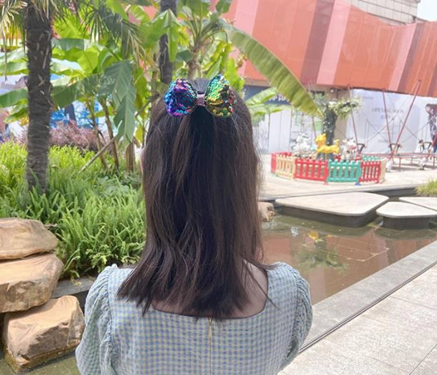 cute bow knot cloth sequins handmade hair clip 1 piece