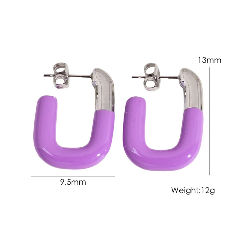 1 Pair IG Style Sweet Simple Style U Shape Enamel 304 Stainless Steel 14K Gold Plated Ear Studs